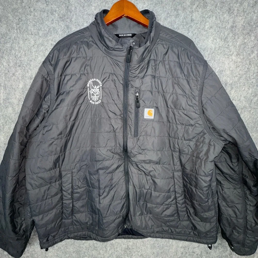 Carhartt Jacket Mens 2XL Gray Rain Defender OJ2208-M Relaxed Fit Idahoan Puffer